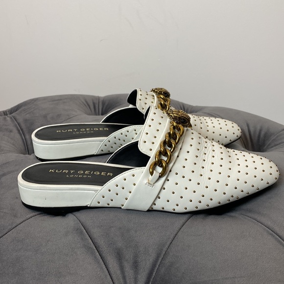 White and gold Kurt Geiger chelsea mules - Picture 3 of 5